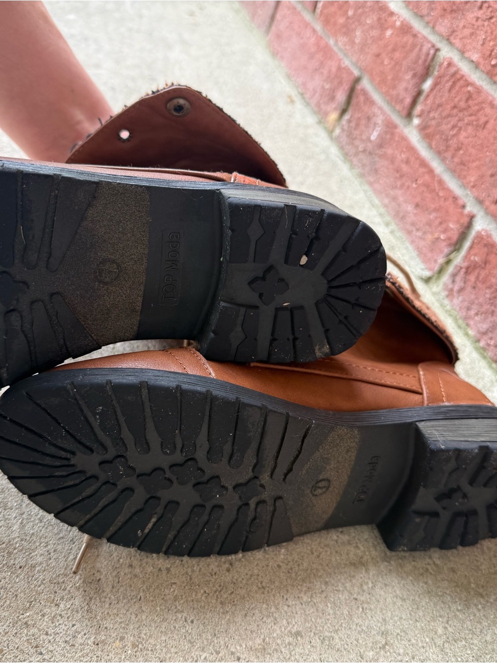 Hand Painted - Women’s Brown Fall Floral & Pumpkin - Combat Boot & Knit Collar - Picture 8 of 9
